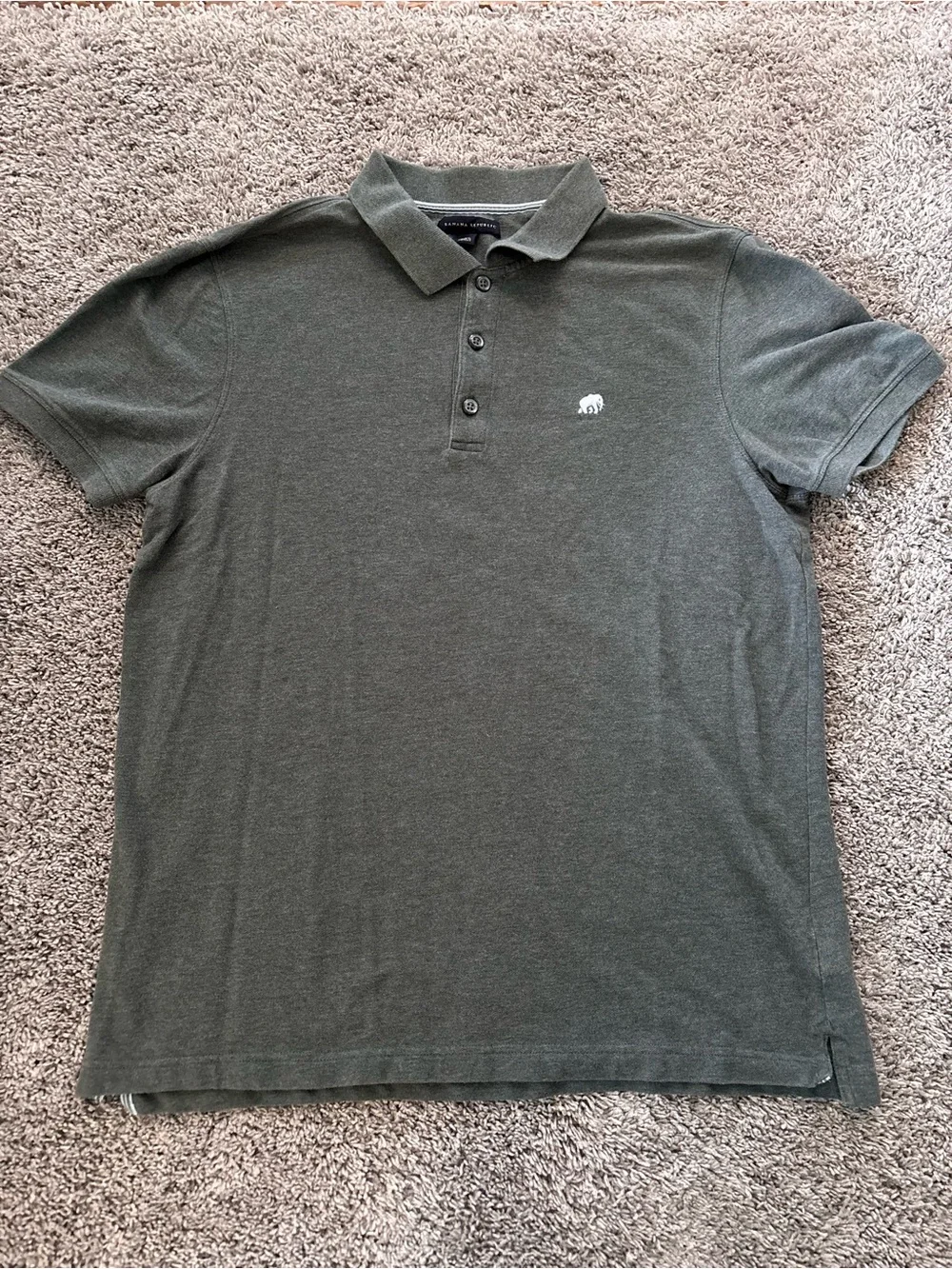 Banana Republic Preppy Casual Cotton Polo Olive/Gray Green Mens Size L